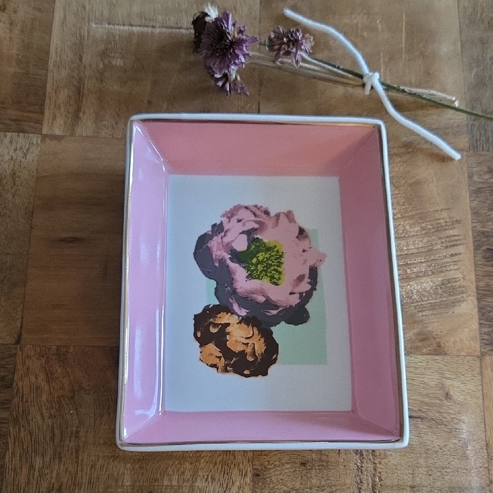 J. Crew Pink Floral Decorative Tray